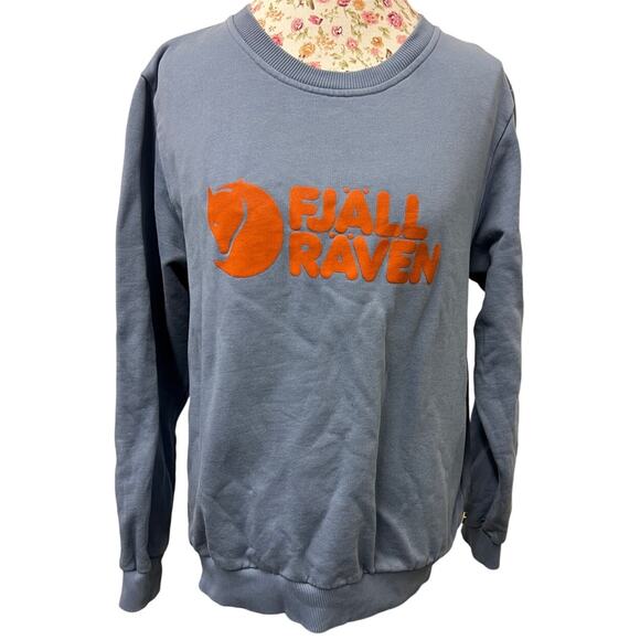 🦊 Fjällräven Women’s L Blue Logo Crew Sweatshirt – Outdoor Streetwear Essential - Picture 1 of 4